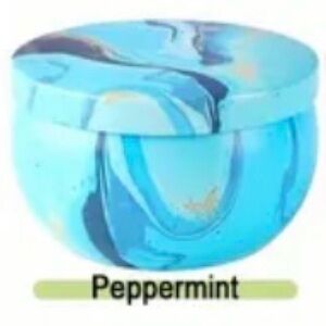 2 2.5oz Marble-patterned Soy Wax Scented Candles; 1 Peppermint & 1 Vanilla